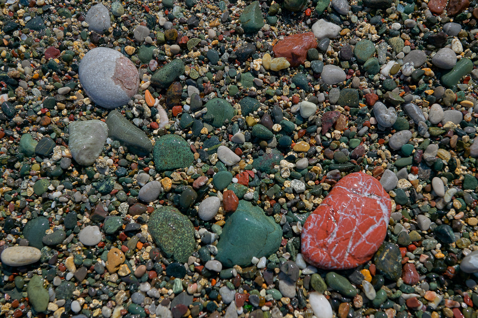 colorful pebble beach